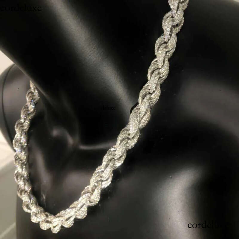 Twisted Moissanite S 10k 14k Solid Gold Hip Hop Men Jewelry Cuban Necklace Iced Out Vvs Dia Rope Chain 9c