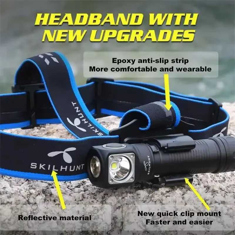 HEADlamp USB RechargeabLE1200 lumens Flashlight with HEADband for Hunting Fishing CamPINGSkilhunt H04 H04R H04F RC J250925