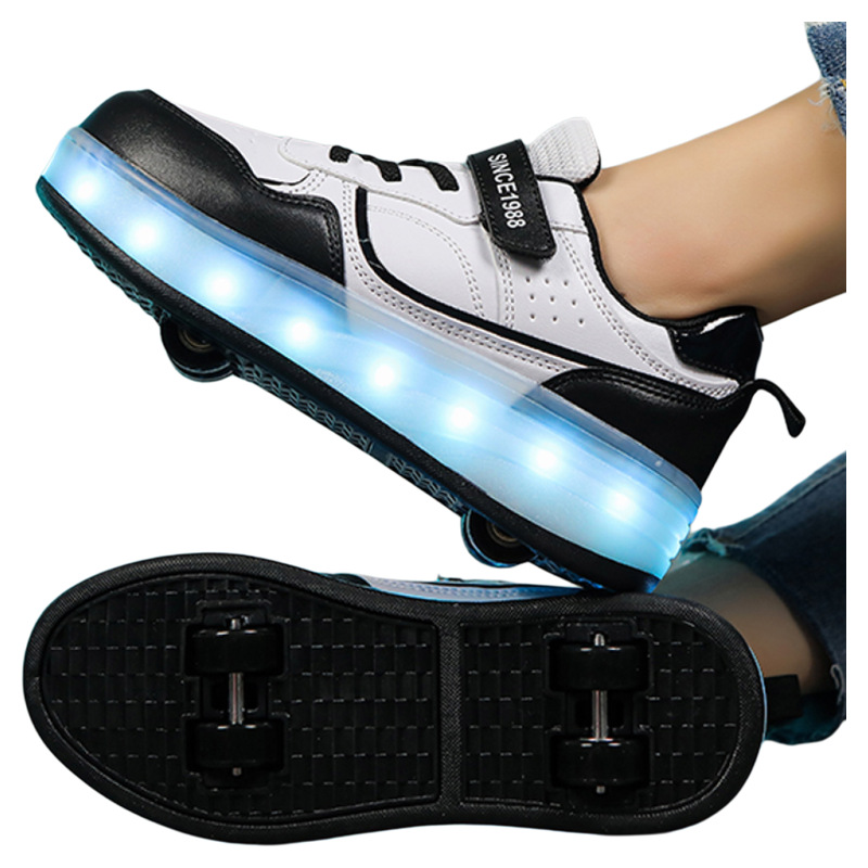 Two Wheels Children's Led Light Roller Skate Shoes For Kids Boys Girls Glowing Sports Luminous Sneakers Skateboard USB Charging