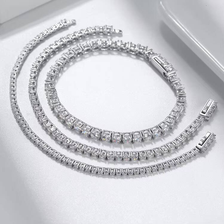 RINNTIN SB Customized Trendizable Tennis Chains Jewelry 925 Sterling Silver 2mm 3mm 4mm CZ Moissanite Tennis Bracelet
