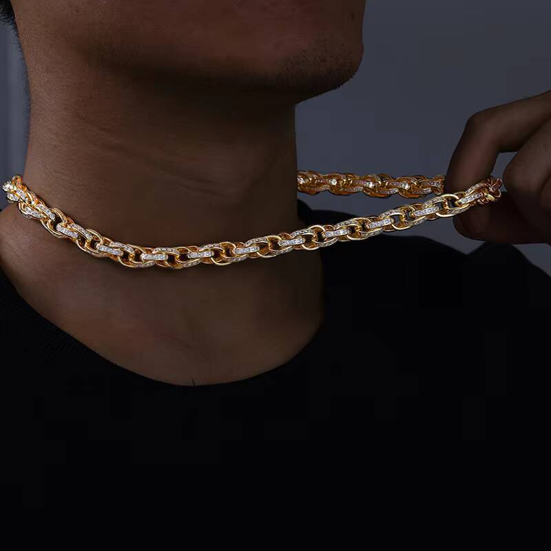 New Design Bling Rapper Jewelry Hip Hop Men 10mm 925 Sterling Silver VVS Baguette Moissanite Diamond Iced Out Twist Rope Chain