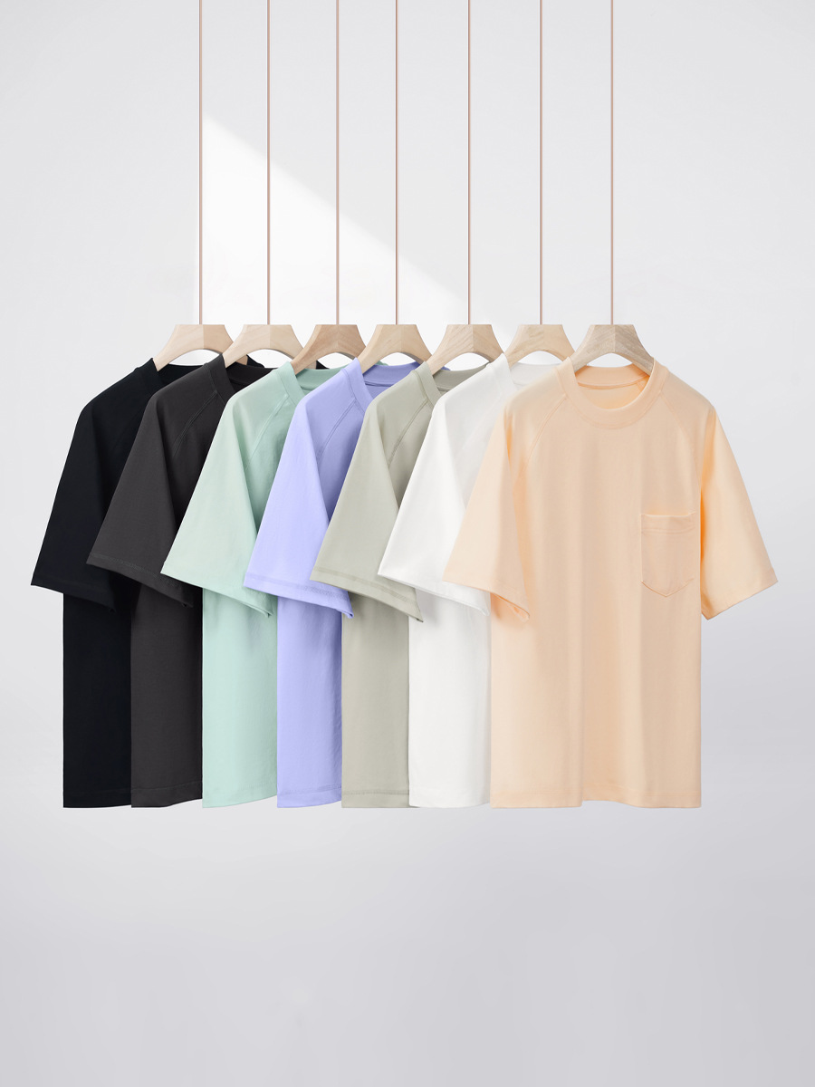 New Arrival Men's Streetwear T-Shirt - Cooling Fabric, Raglan Sleeve, Crew Neck with Pocket, Oversized Short-Sleeve Top -67C