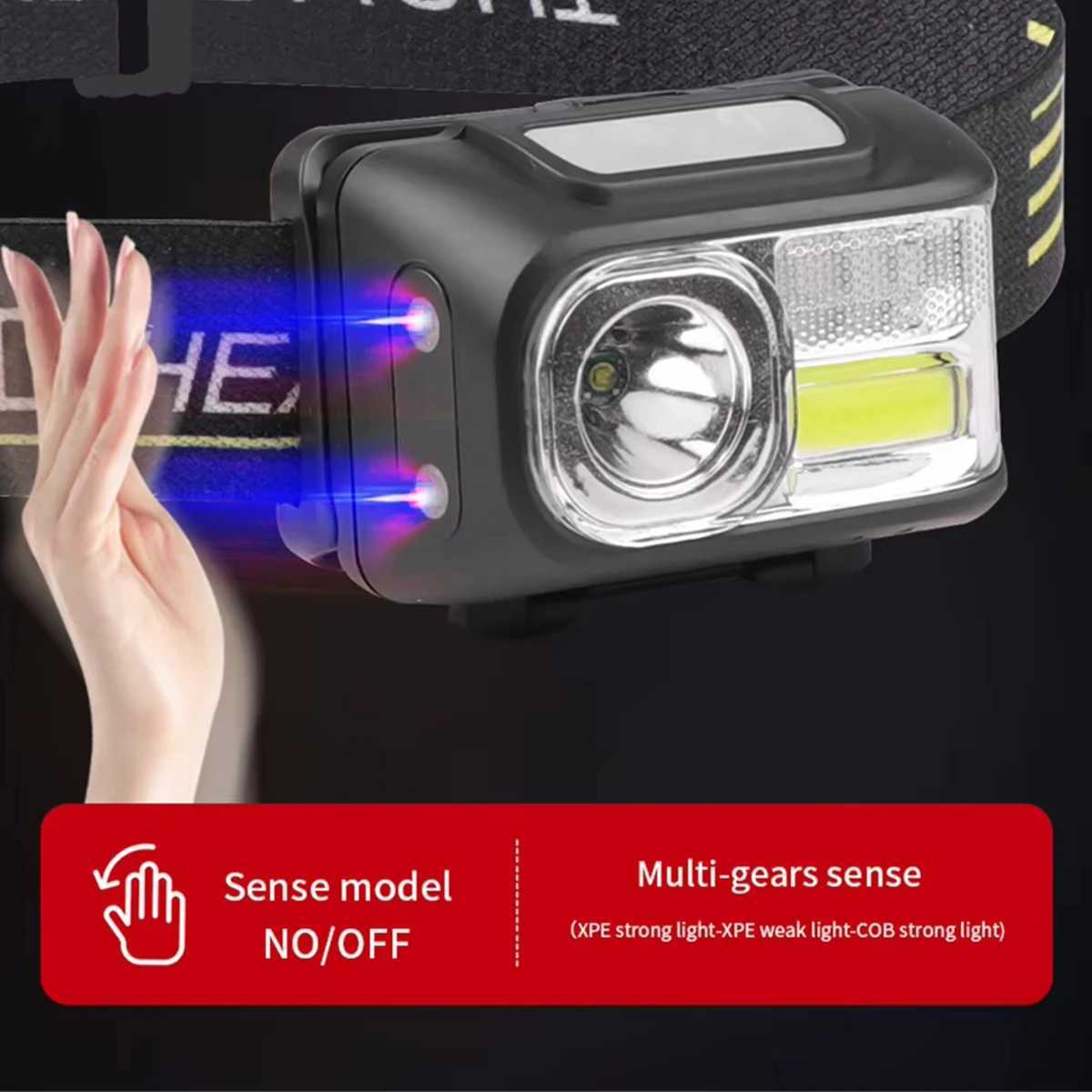 Rechargeable 5 Modes Led Cob Headlamp Camping Outdoor Portable Working Lights Usb Charging Emergency Warning Headlight Head Work J2509251