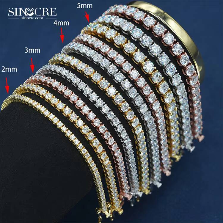 2mm Hip Hop Tennis Chain Quality S925 Sterling Moissanite 925 Silver Fine Jewelry