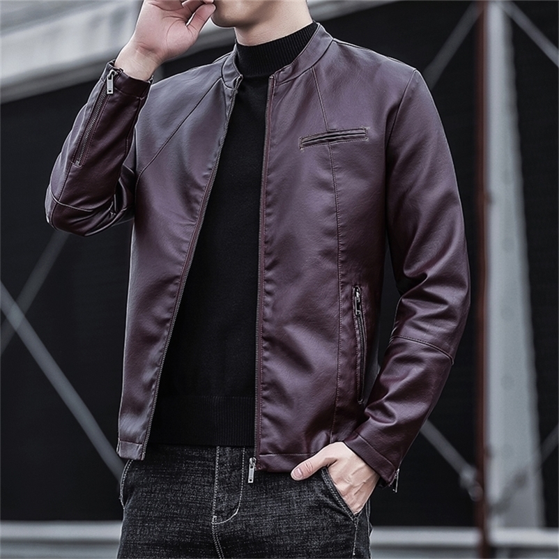 Men's Leather Faux Suit Jacket Slim Fit Short Coat Fashion jacket Streetwear Casual Blazer Jackets Male Outerwear S-4XL 220913