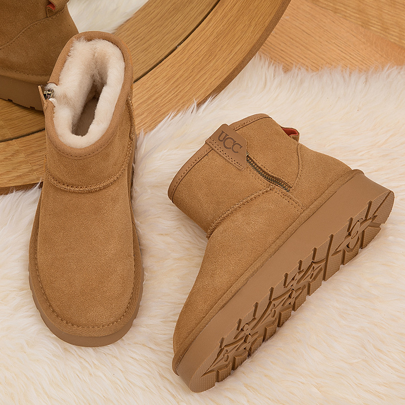 CE designer shoes Free shipping oxhide affordable luxury Winter anti slip snow boots with thick plush cotton shoes Long-lasting