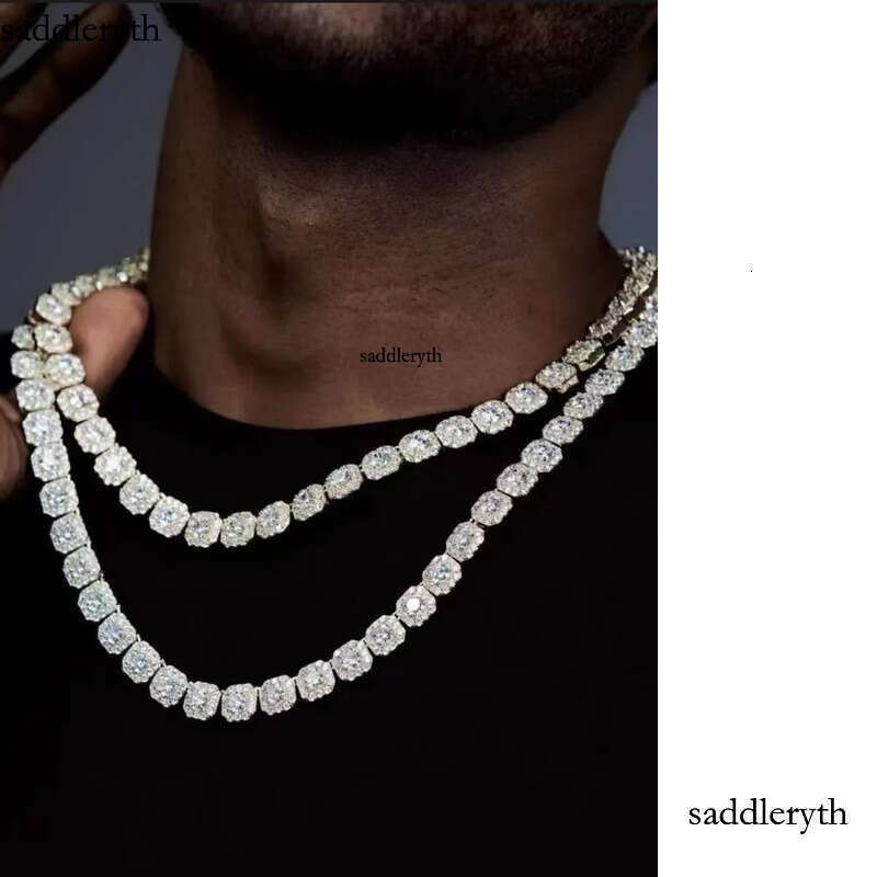 Necklace bracelet Moissanite Dia Custom Vvs Cuban k S Sier 8mm 12mm Large Tennis Chain Solid Back Hiphop 4e