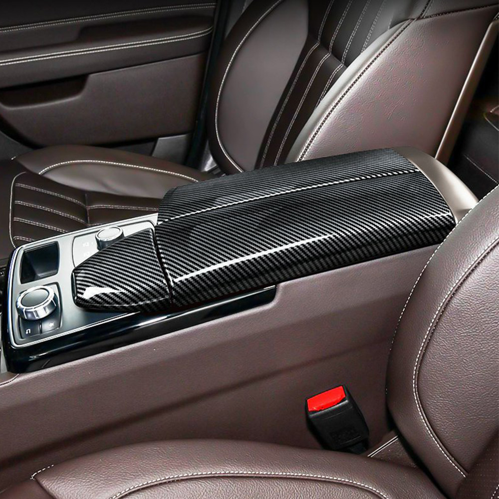 For Mercedes-Benz GLE GLS ML GL Class W166 X166 2012-2019 Carbon Fiber Car Center Console Armrest Box Panel Protection Cover Trim 350 400 500e 550 63 