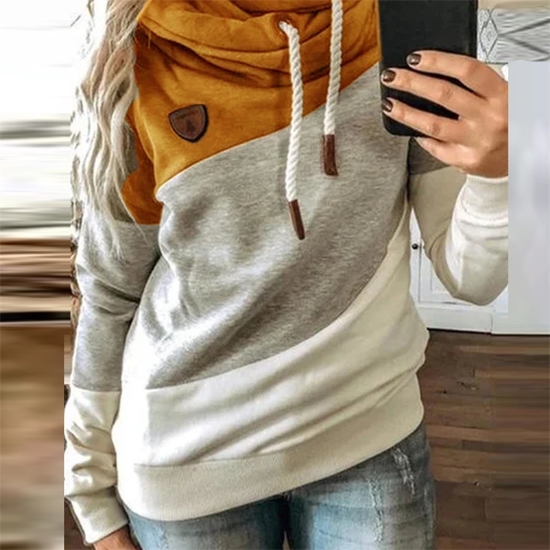 Women's Hoodies Sweatshirts Women Patchwork Hooded Sweatshirt Autumn Winter Leopard Print Harajuku Drawstring Long Sleeve Pullover Tops Female 23