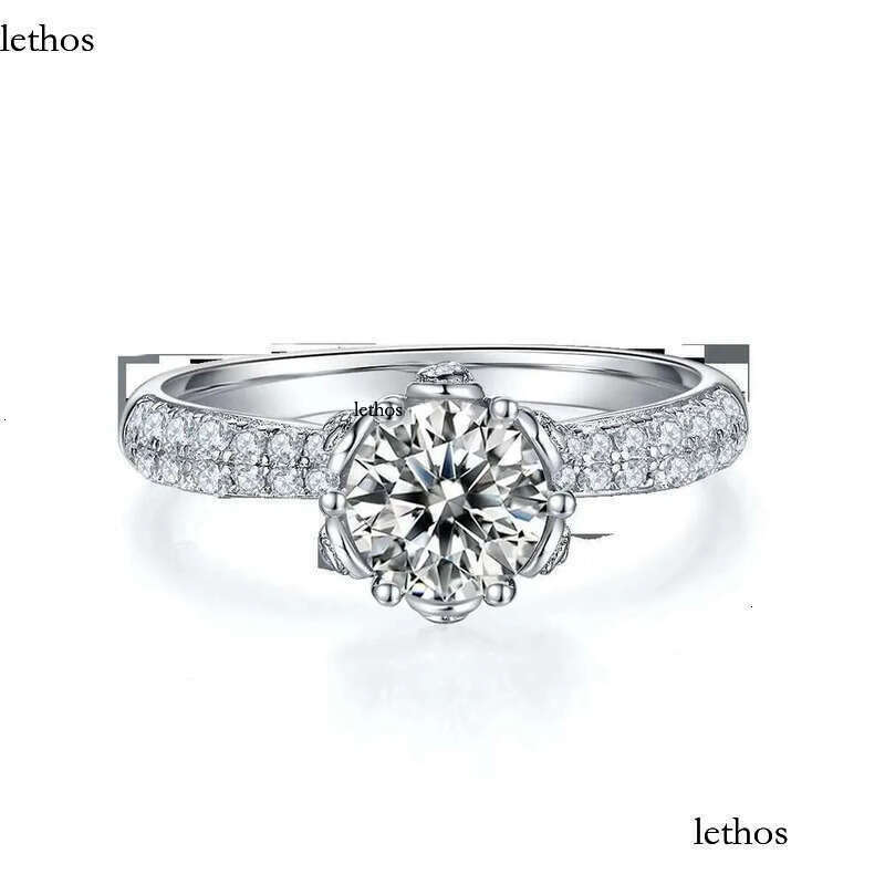 DHCollections Engagement Rings Jewelry Plated Ring Gold High Quality in Stock Sterg Sier for Women with Moissanite 1ct 6.5mm M27A 75