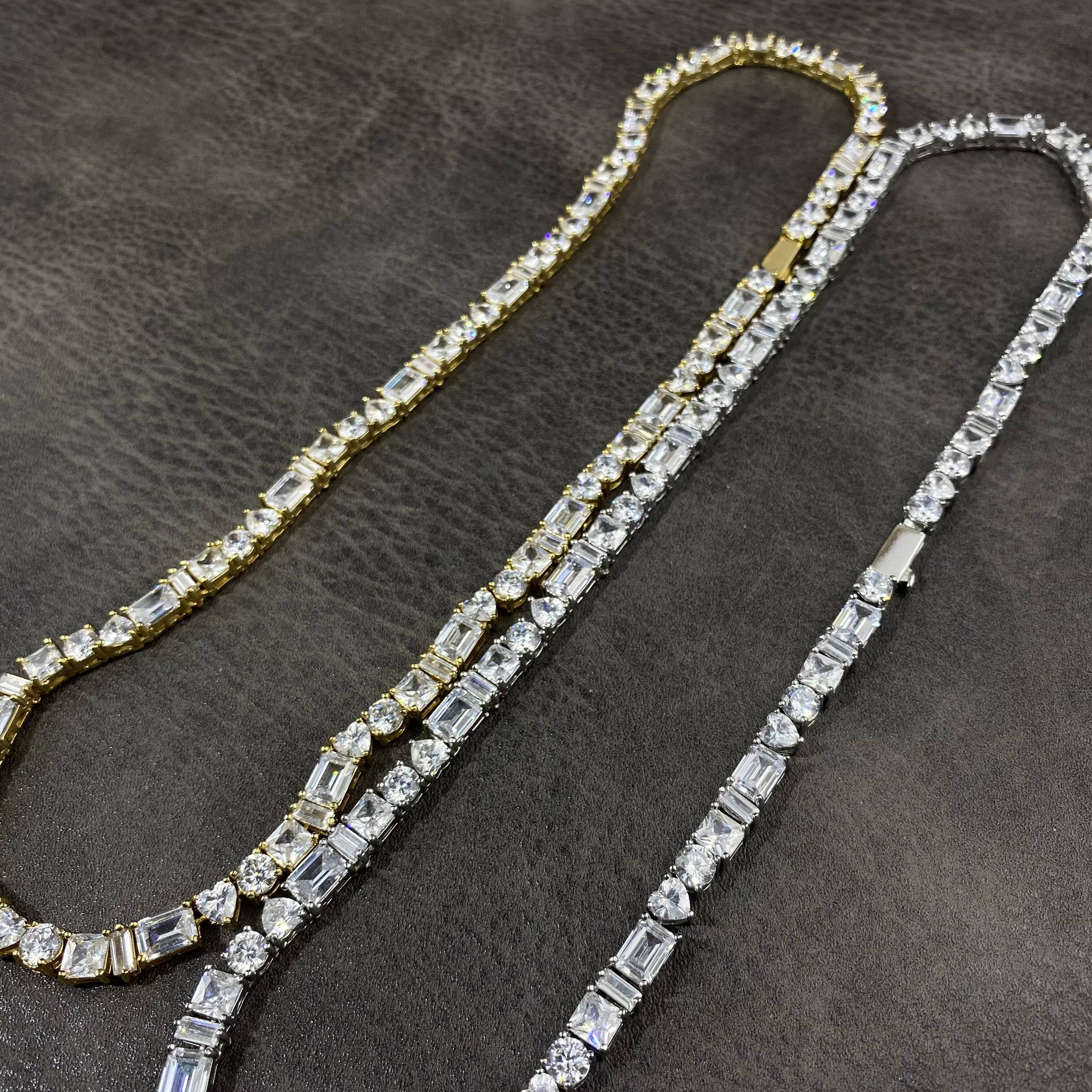 Iced Out Emerald Cut Baguette Tennis Chain Menwomen Tennis Necklace Bling Hip Hop