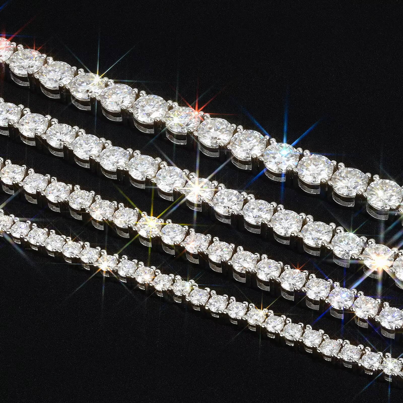 Hip Hop Iced Out VVS D Moissanite 3MM 4MM 5MM 6MM Tennis Chains New Arrival Price Pass Diamond Tester Rhodium 925 Sterling Silver