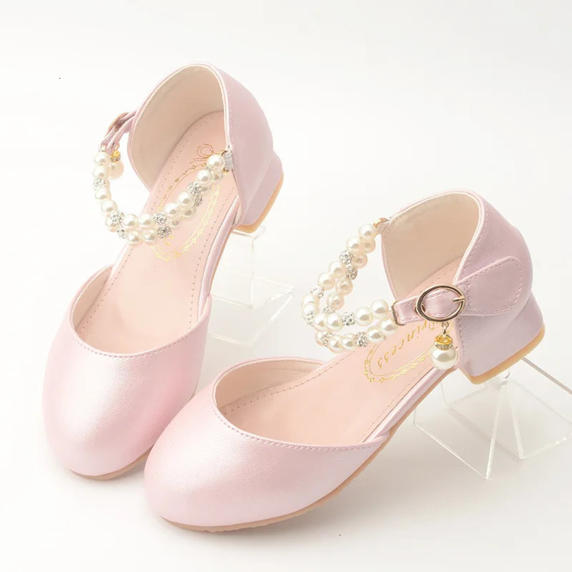 Children Girls Leather White Princess High Heel Kid Dress Student Show Dance Sandal Shoes toddler shoes girl mary jane 3 250528