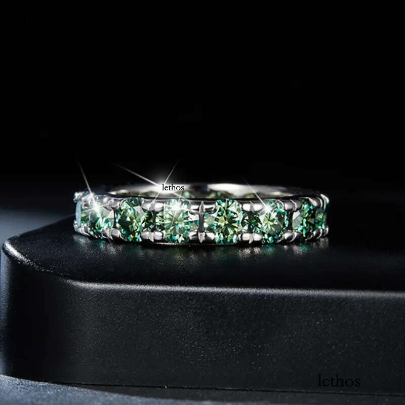 Men Women Rings Sterling Sier Dia Passed Test 4mm Blue Green Moissanite Ring for Party Wedding Nice Gift a4