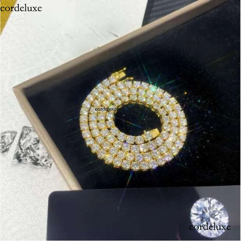 Fashion Jewelry Necklace Pass Dia Tester 5mm VS Moissanite Iced Tennis Mens and Womens Chain Free Shipping 65