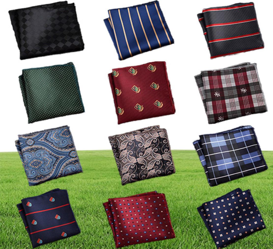 Luxury Men Handkerchief Polka Dot Striped Floral Printed Hankies Polyester Hanky Business Pocket Square Chest Towel 2323CM9933158