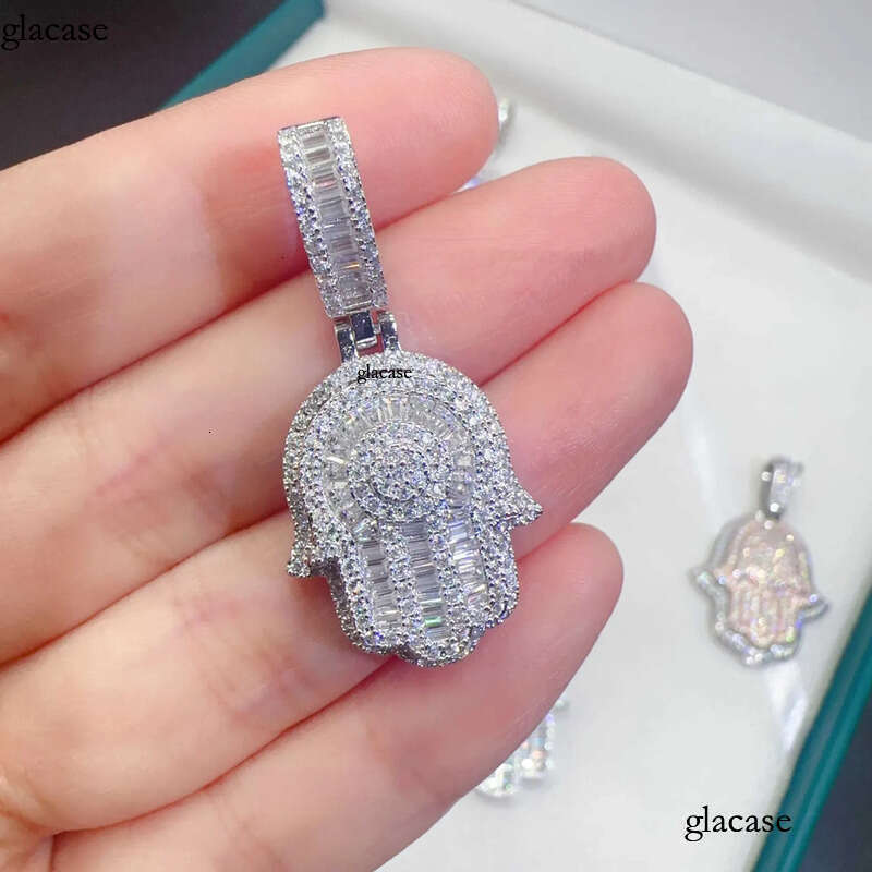 Hip Hop Jewelry Sterg Sier VVS Moissanite Iced Out Hamsa Hand Pendant for Men Pass Dias Tester with GRA Certificate