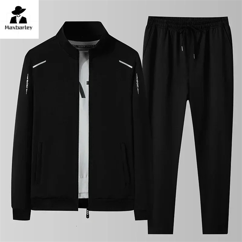 Spring/Autumn Sportswear Mens Sweatpants Set Two piece Black Sportswear Hip Hop Street Clothing Running Sportswear 241023