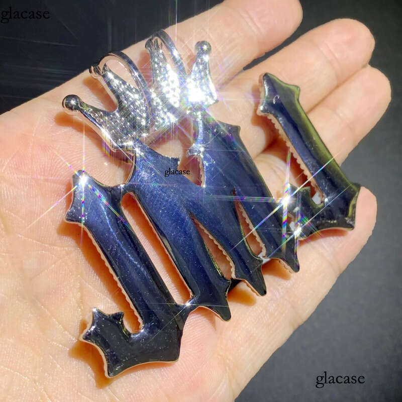 DIY Custom A-Z Burr Letters Name Pendant Necklace TopBling 5A Zircon Crown Clasp Jewelry