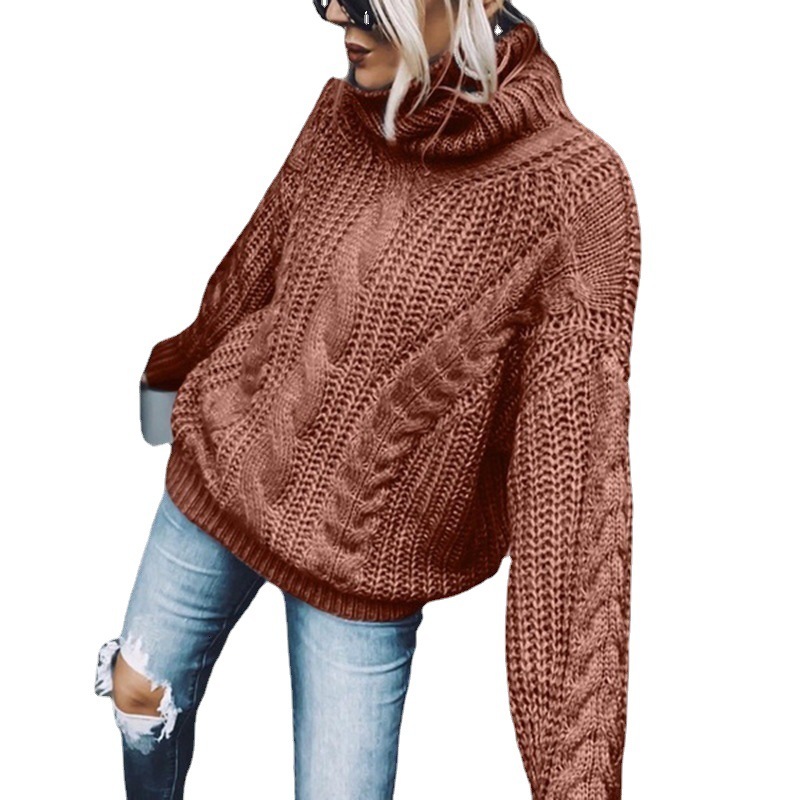 Autumn Winter Sweater Women Solid Color Turtleneck Knitted Top Female Clothing