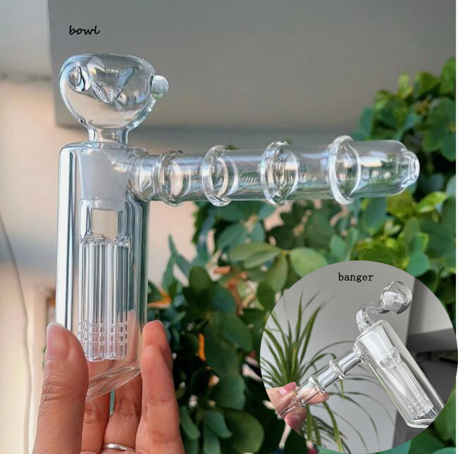 Thick Glass Smoking Pipes hammer Heavy Glass Bubbler handle spoon oil burner smoking Water pipe Hookahs dry herb