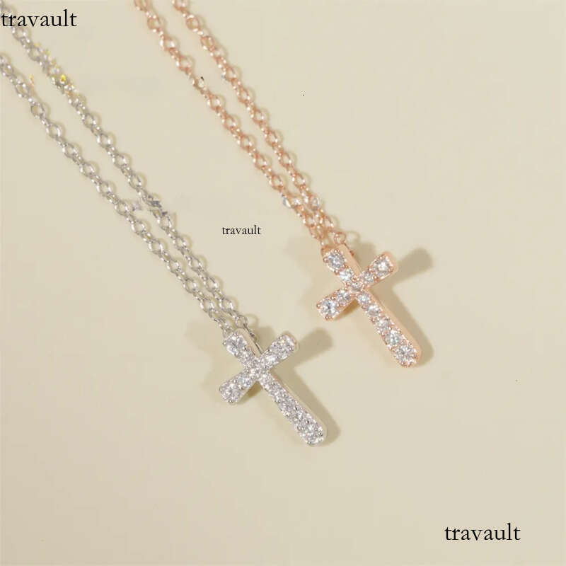 Pure Sterling Sier Jewelry Iced Out Design Moissanite for Women Wedding Gift Bling Cross Necklace