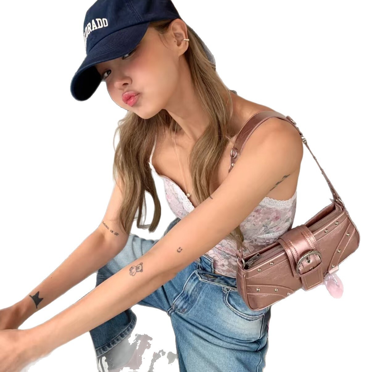 2025 Autumn/Winter Korean Style New Fashion Personality Spicy Girl Punk Rivet European and American Style bag Single Shoulder Underarm clean Bag Desig