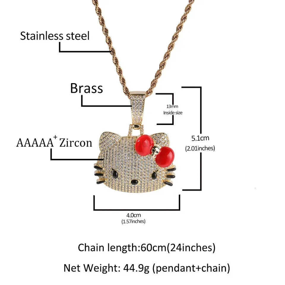 Sanrio Kawaii Hello Kitty Diamond Necklace Diamond Cuban Chain Sanrio Fashion Anime Accessories for Men Women Holiday Gifts L250925