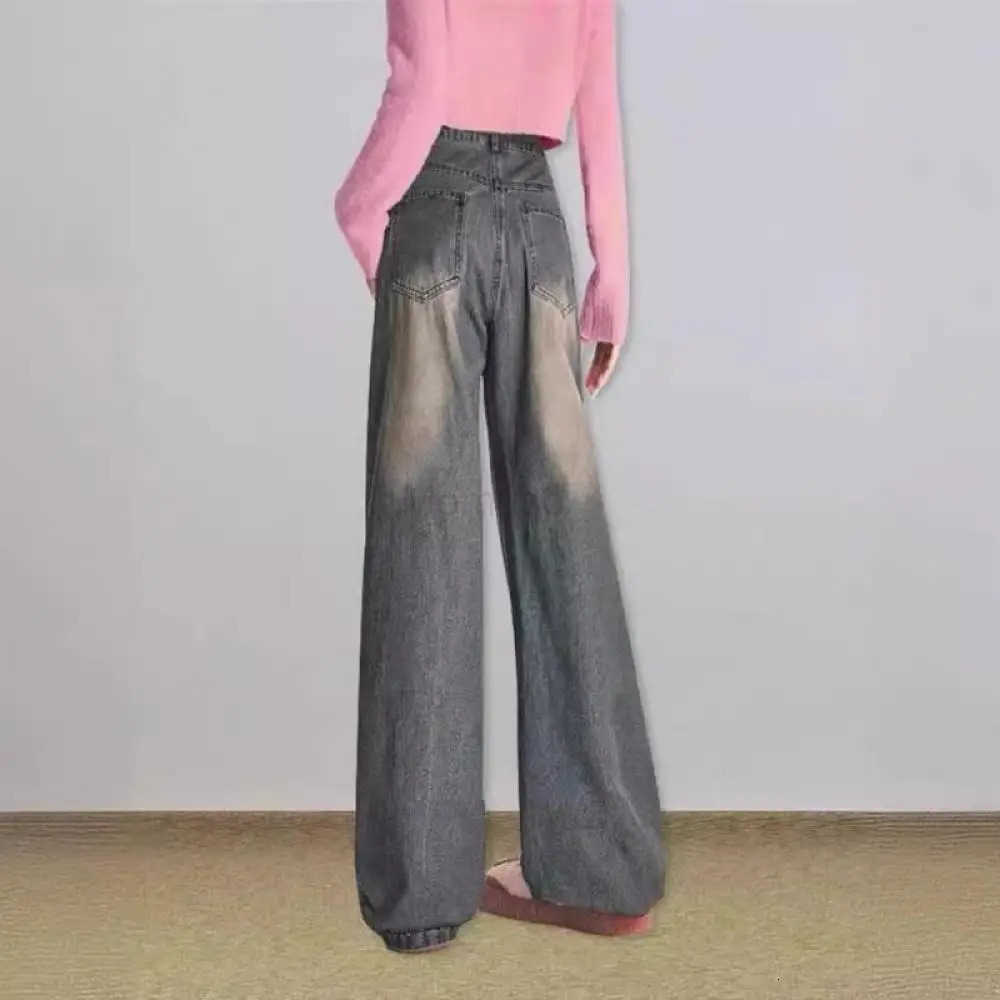 Sanrio Cartoon Women Jeans Hello Kitty Trousers Sanrioed Anime Cute Autumn Student High Waisted Embroidery Kawaii Girls Wide Leg Pant L250925