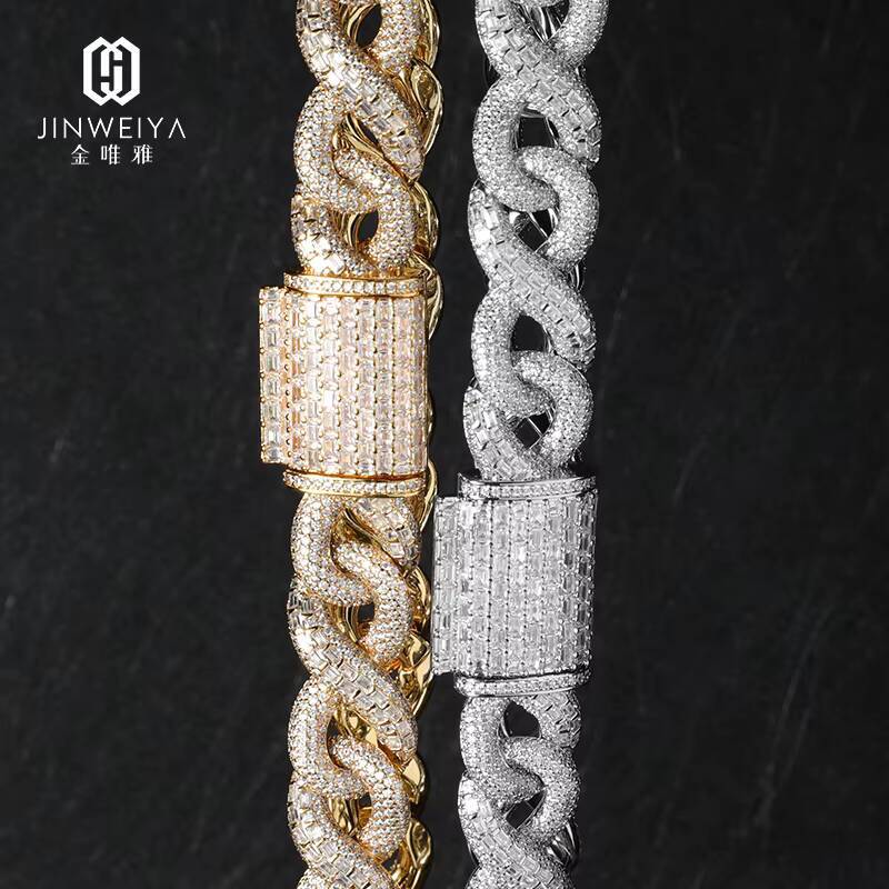 Iced Out Geometric Moissanite Cuban Link Chain Bracelet Hip Hop Gold Plated Bling Mens Heavy Miami Cuban Link bracelet Rapper Chains
