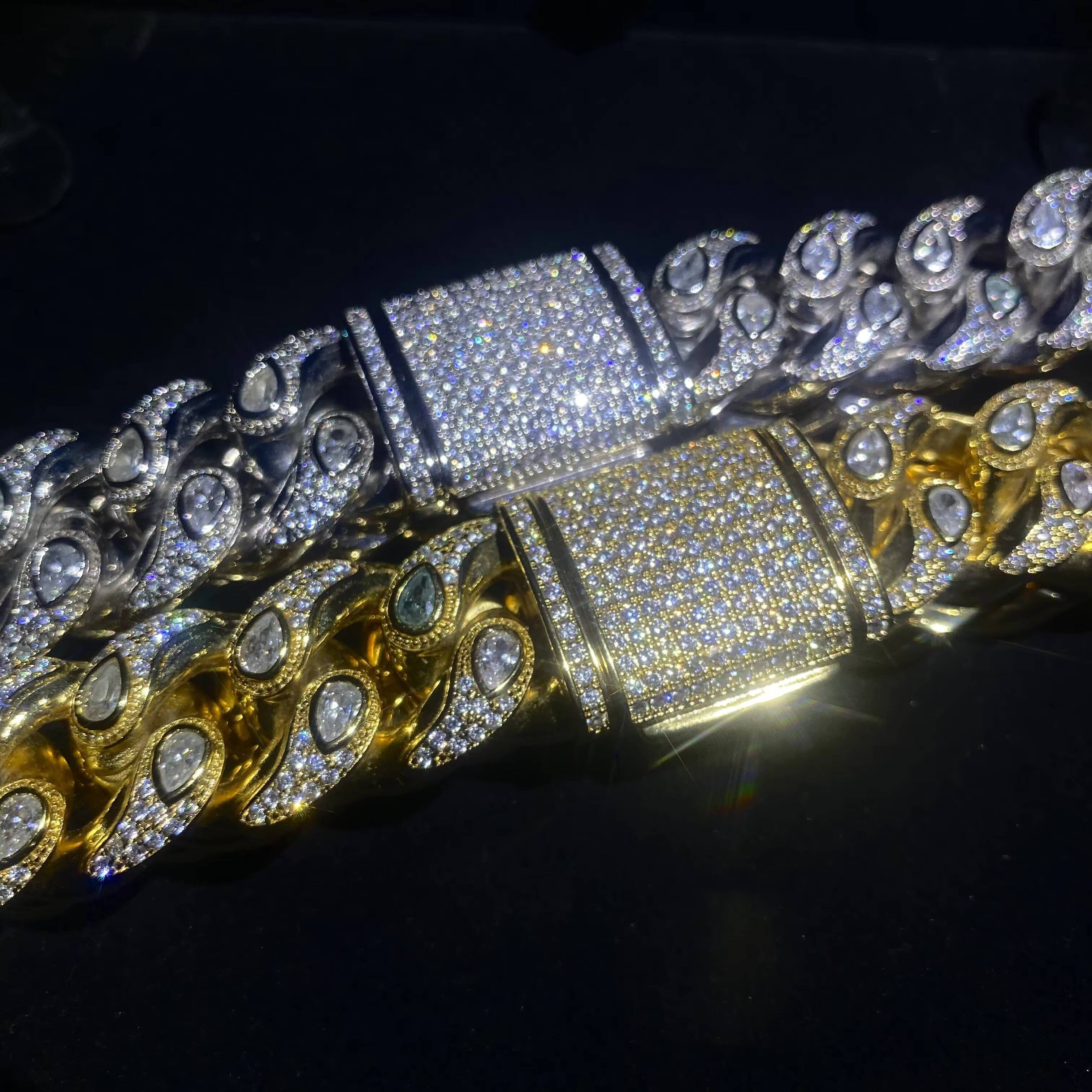 YSS JEWELRY 925 Silver 19mm Snake Eye Cuban Chain