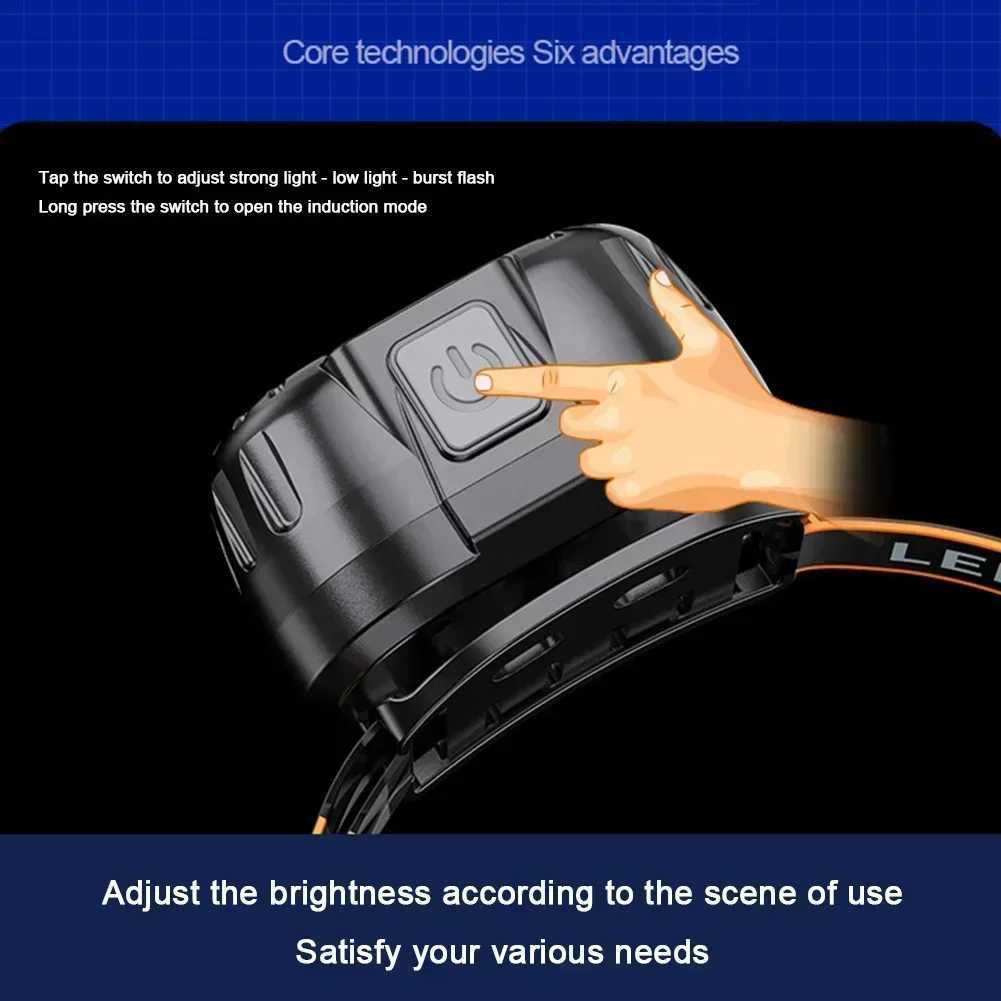 Rechargeable Sensor Led Headlamp Life Waterproof Emergency Head Flashlight Headlights For Outdoor Fishing Camping Hiking J250925