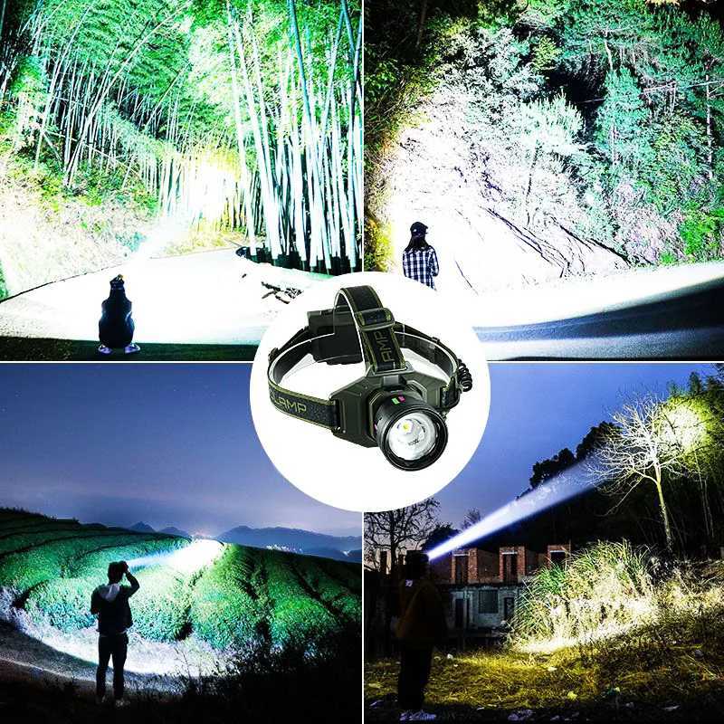 2025 Most Powerful LED Headlamp Type c Rechargeable Headlight 30000000LM Super Bright Fluoresce Head Flashlight Camping Lantern J250925