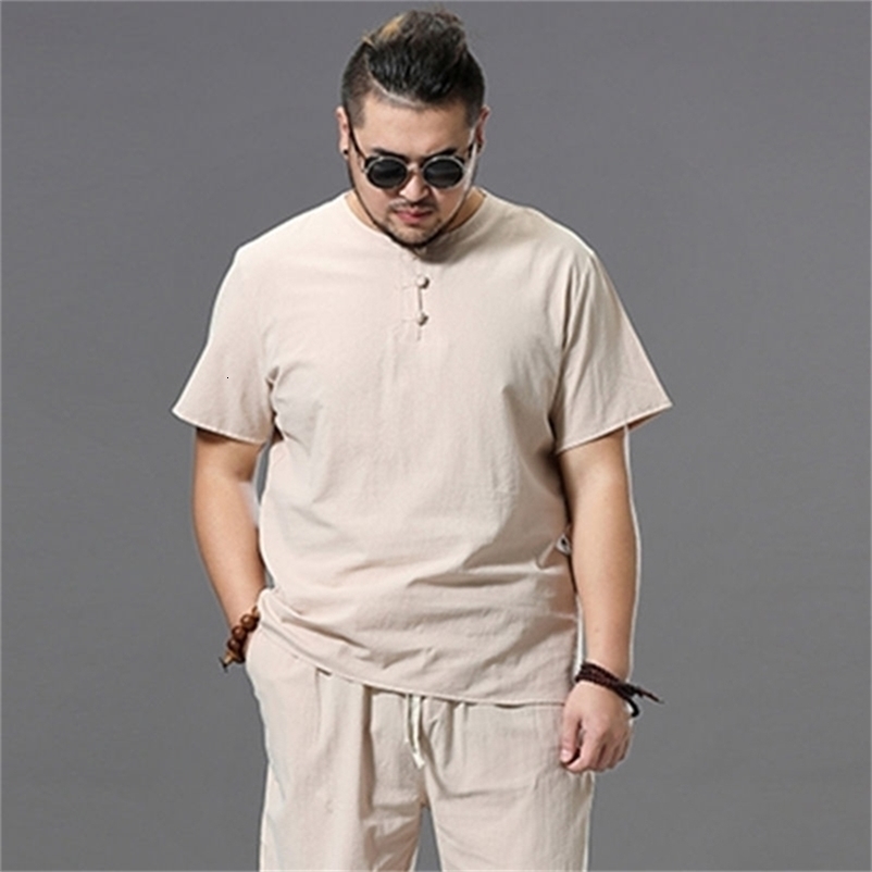 Large Size Clothes Store Costume Linen Crop Top Male 9XL 100% Cotton White T Shirt Tshirt Men Plus Size Short Sleeve T Short Men 210329