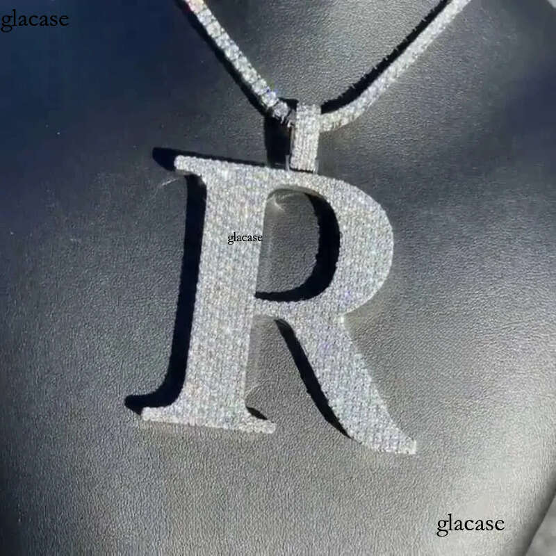 Custom Iced Out Dia Sier Vvs Moissanite Letter Necklace Pendant Hip Hop Jewelry