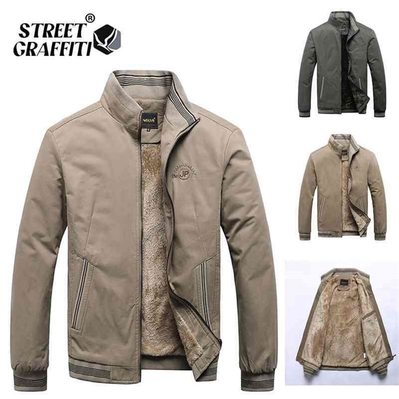 Autumn Men Jackets 100% Cotton Chaqueta Casual Solid Fashion Vintage Warm Vestes Coats High Quality M-5XL Winter Jacket Men 210924