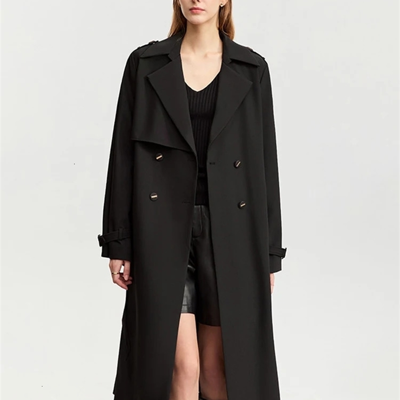 AMII Minimalist Army Wind Trench Coat For Women Long Winter Outerwear Double Breasted Belt Korean Version Coat 12323083 240716