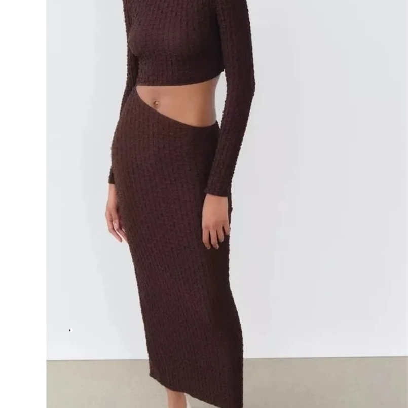 Sexy Women Hollow Out Party Dresses Elegant Slim Causal O-Neck Long Sleeve Midi Dress Evening Vestidos Autumn Robe Femme 250218