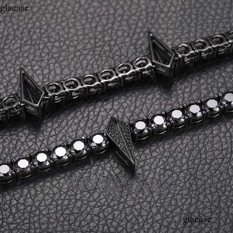 Luster Fine Sterling Sier 5mm Synthetic Dias Chain Wakanda Panther Style Round Black Moissanite Necklace