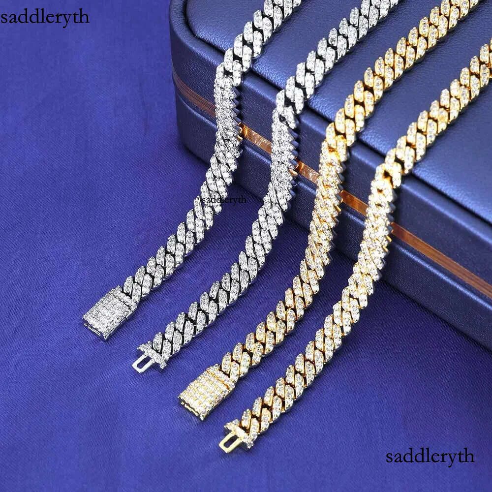 NUOYA Hight Quality 6MM VVS Moissanite k Hip Hop Jewelry Women White Gold Sier Cuban Chain Necklace For Gift