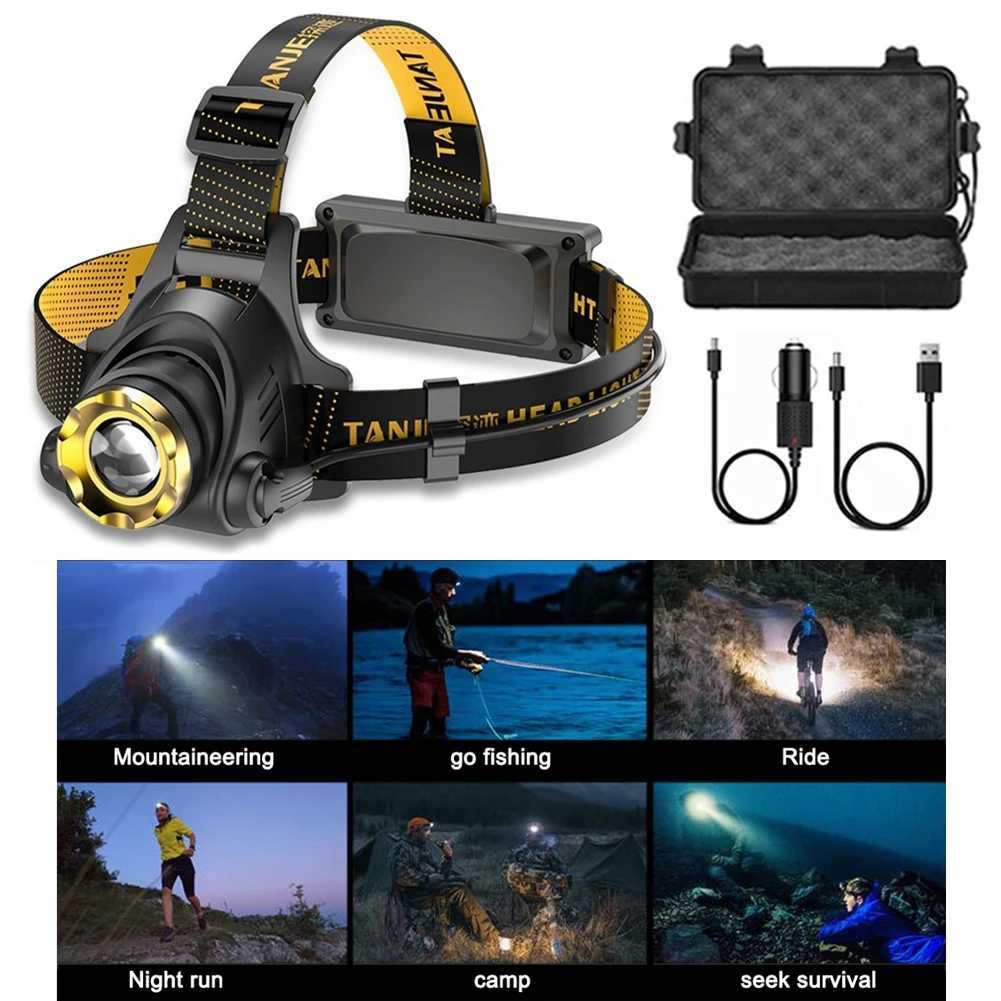 LED Camping Search Light USB DC Rechargeable Zoomable Head Flashlight 300LM Powerful Headlamp for Camping Hiking Fishing J250925