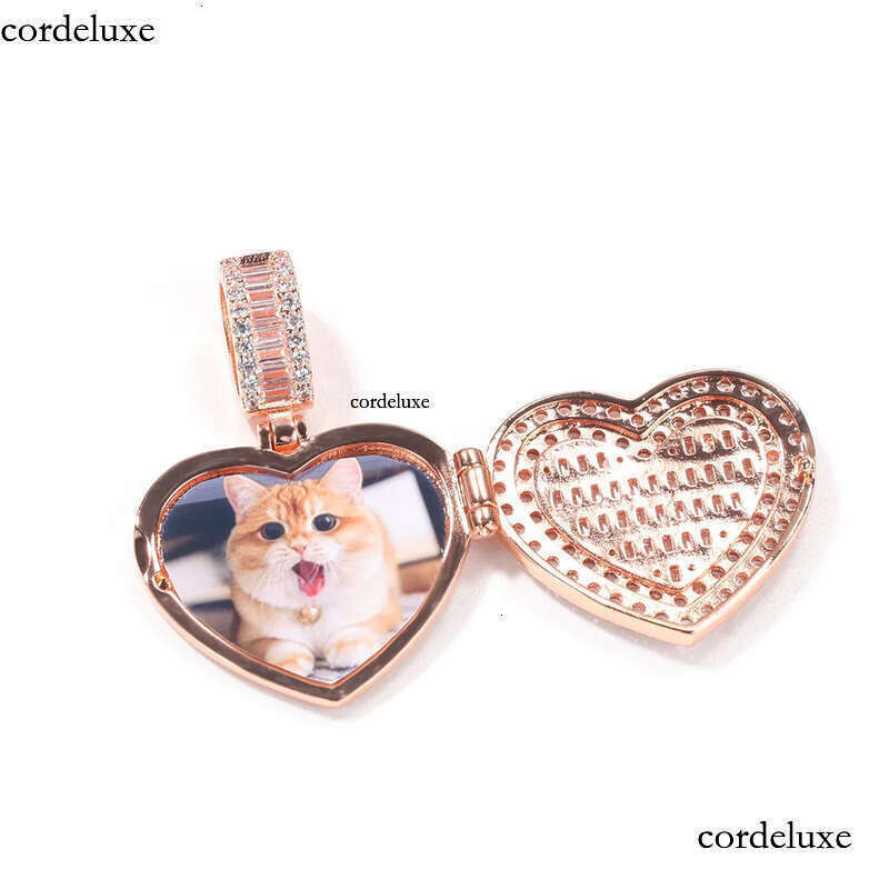 Custom Picture Necklaces Fashion Gold Plated Iced Out Lockets Heart Pendant Necklace Mens Hip Hop Jewelry 37
