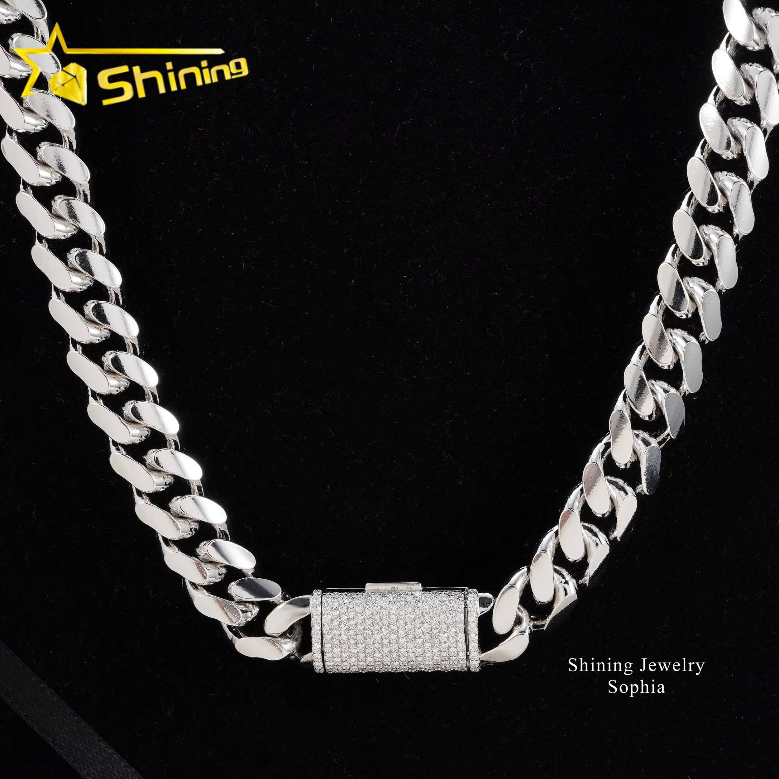 IGI Certified Customized Trend Iced Out Clasp Lab Grown Diamond Necklace Hip Hop Sterling Silver 12MM Miami Cuban Link Chain