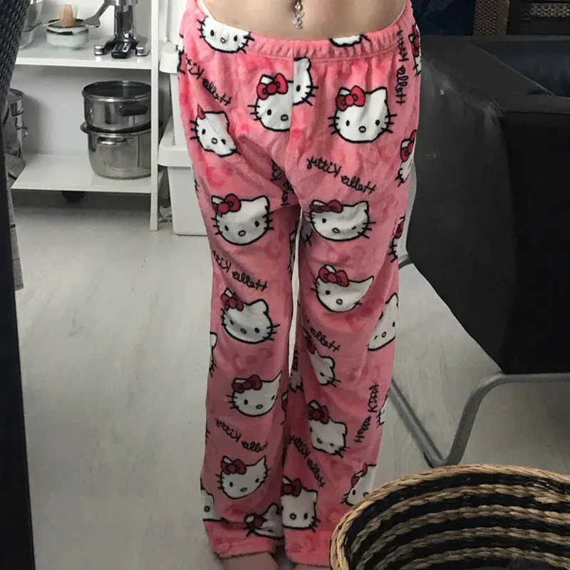 Sanrio Y2K Hello Kitty Pajamas Pants Anime Womens Pajama Pants Cartoon Couple Home Sleepwear Trousers Leisure Home Clothing L250925