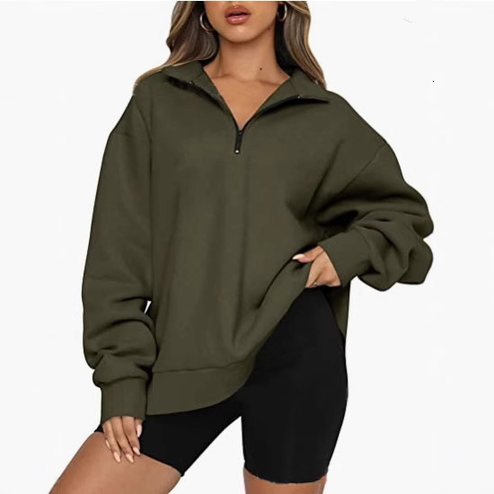 Winter Women's New Fleece Lined Loose Solid Color Pocketless Sweatshirt