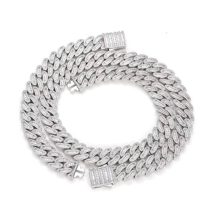 JWY Fashion 18K Real Gold Plated AAA Moissaniteia Necklaces for Men 15mm Miami Cuban Link Chain Brass Material Hip Hop Jewelry