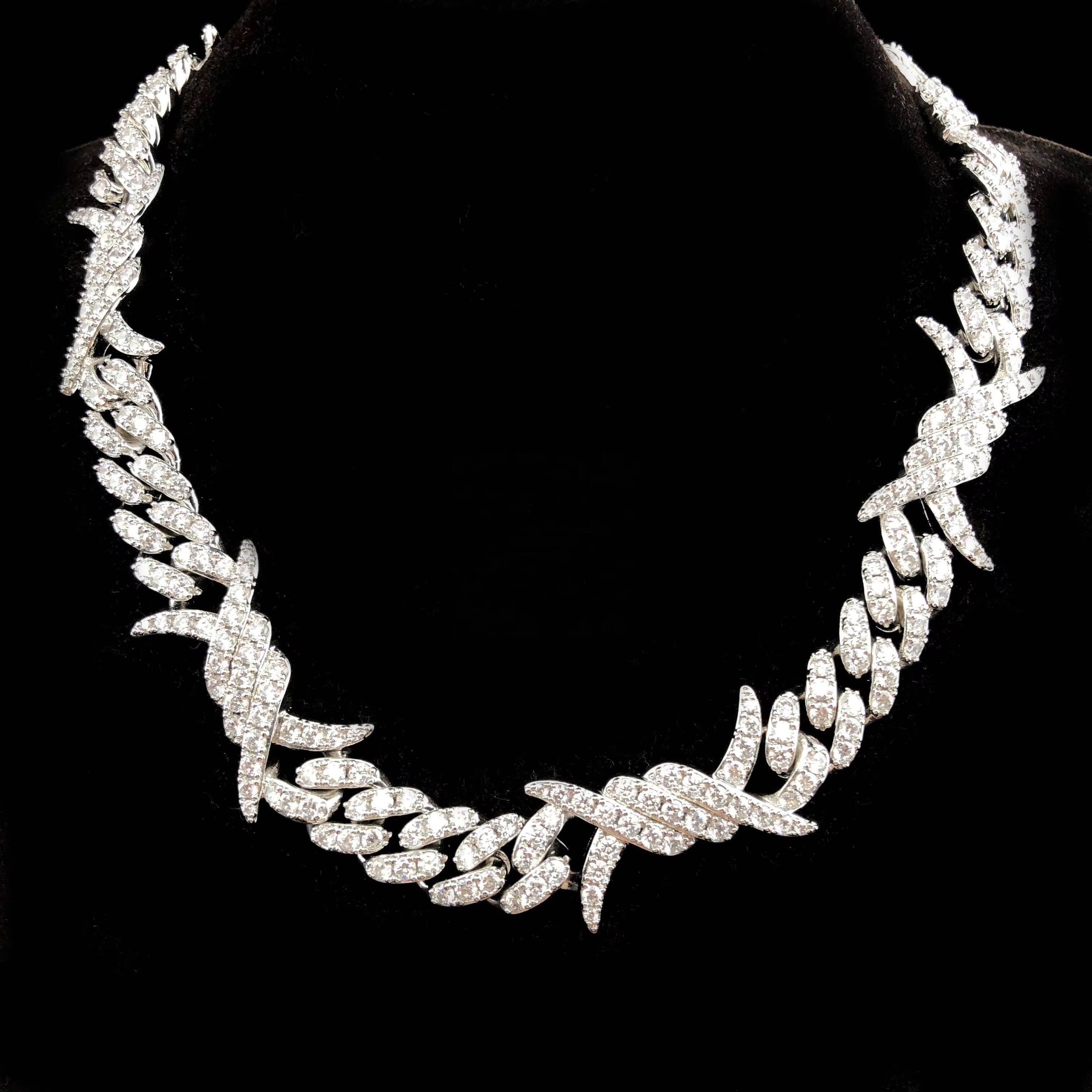 12MM Iced Buckle Cuban Link Cubic Chains in Yellow Gold and White Gold