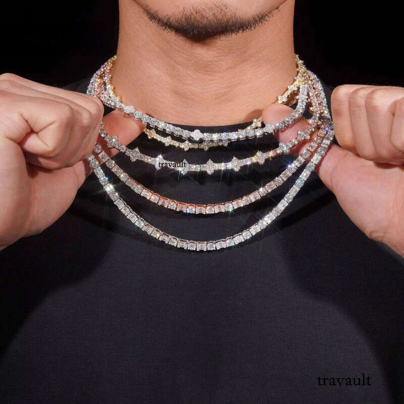 Hip Hop Jewelry Iced Out D VVS Necklace Collection Custom GRA Certificated Moissanite Tennis Chain for Men