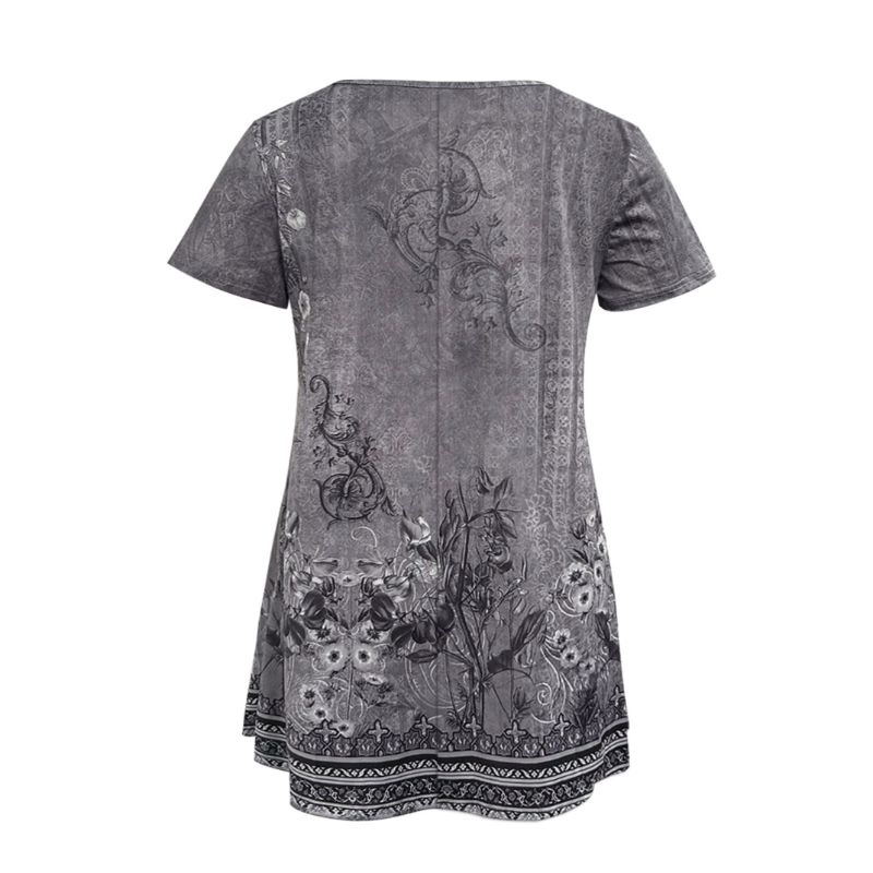 Versatile Feminine Cotton Blend Short-Sleeve T-Shirt for Curvy Figures-YL25175