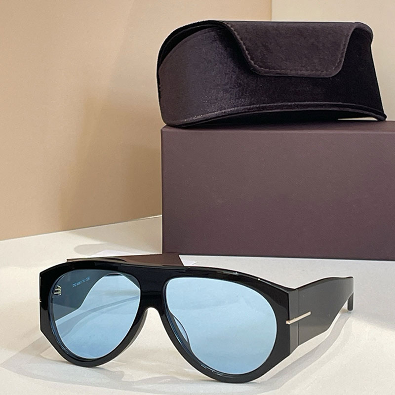 Female Pilot BRONSON SUNGLASSES Acetate Frame Blue Lenses UV400 Protection Mens Leisure Travel Style TF1044